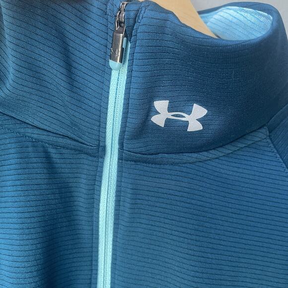 Under Armour Sweatshirt Womens Size L Blue Running Half Zip Dri-Fit Heatgear - Picture 4 of 11